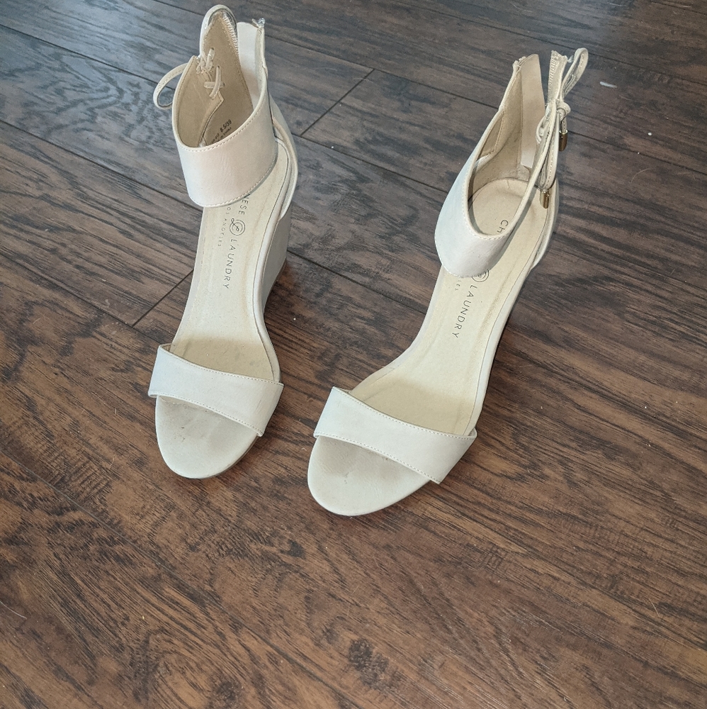 Tan wedge heels